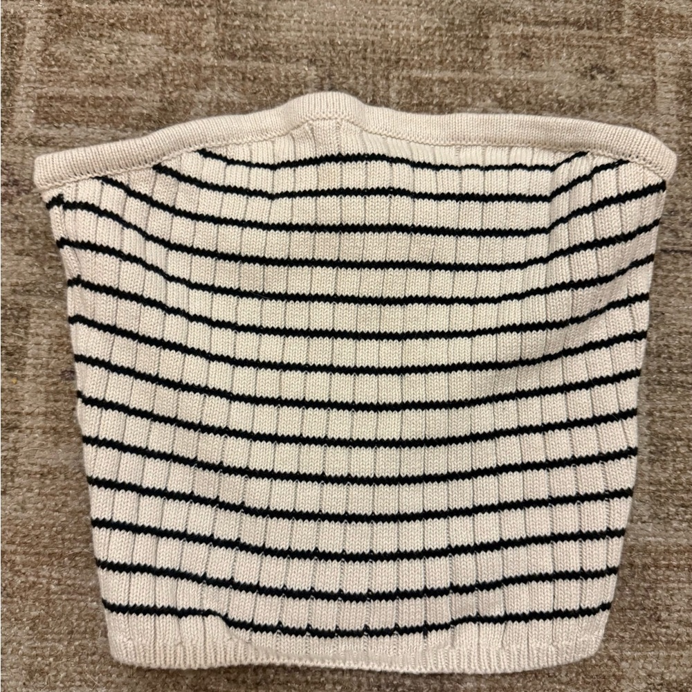 La Hearts Black and White Striped Crop Top